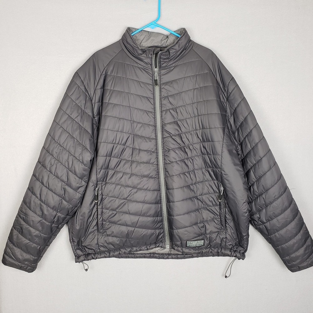 Drift Creek Outdoors Men's Size 3XL Nylon Lightweight Puffer Jacket‎ Solid Gray